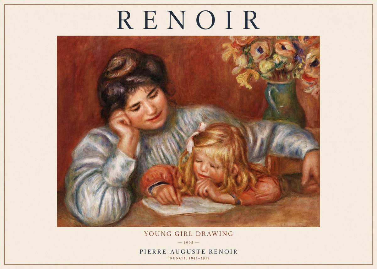 Renoir Young Girl Drawing No1 - Affiche