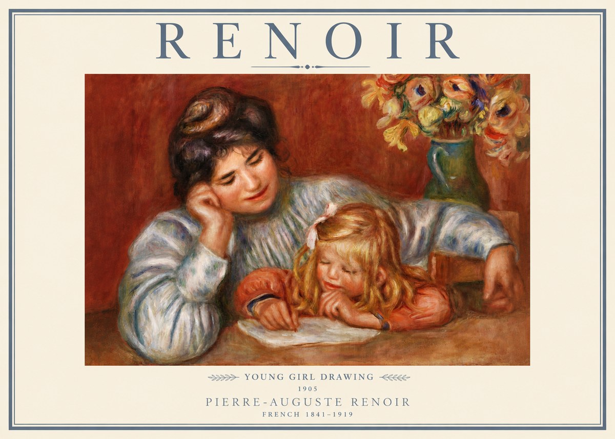 Renoir Young Girl Drawing No3 - Affiche
