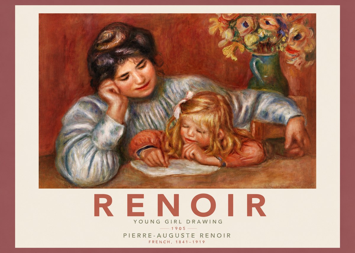 Renoir Young Girl Drawing No4 - Affiche