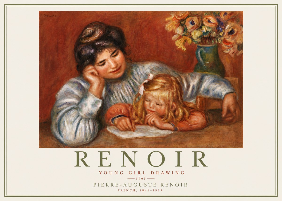 Renoir Young Girl Drawing No5 - Affiche