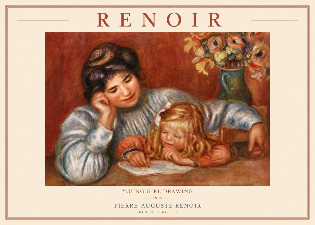 Renoir Young Girl Drawing No6 - Affiche