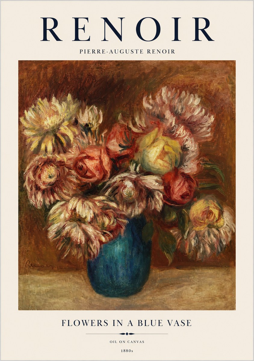 Renoir Flowers in a Blue Vase No1 - Affiche
