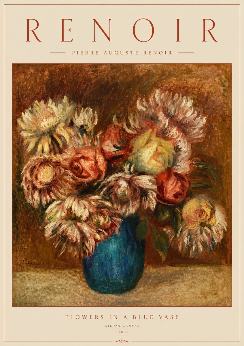 Renoir Flowers in a Blue Vase No2 - Affiche