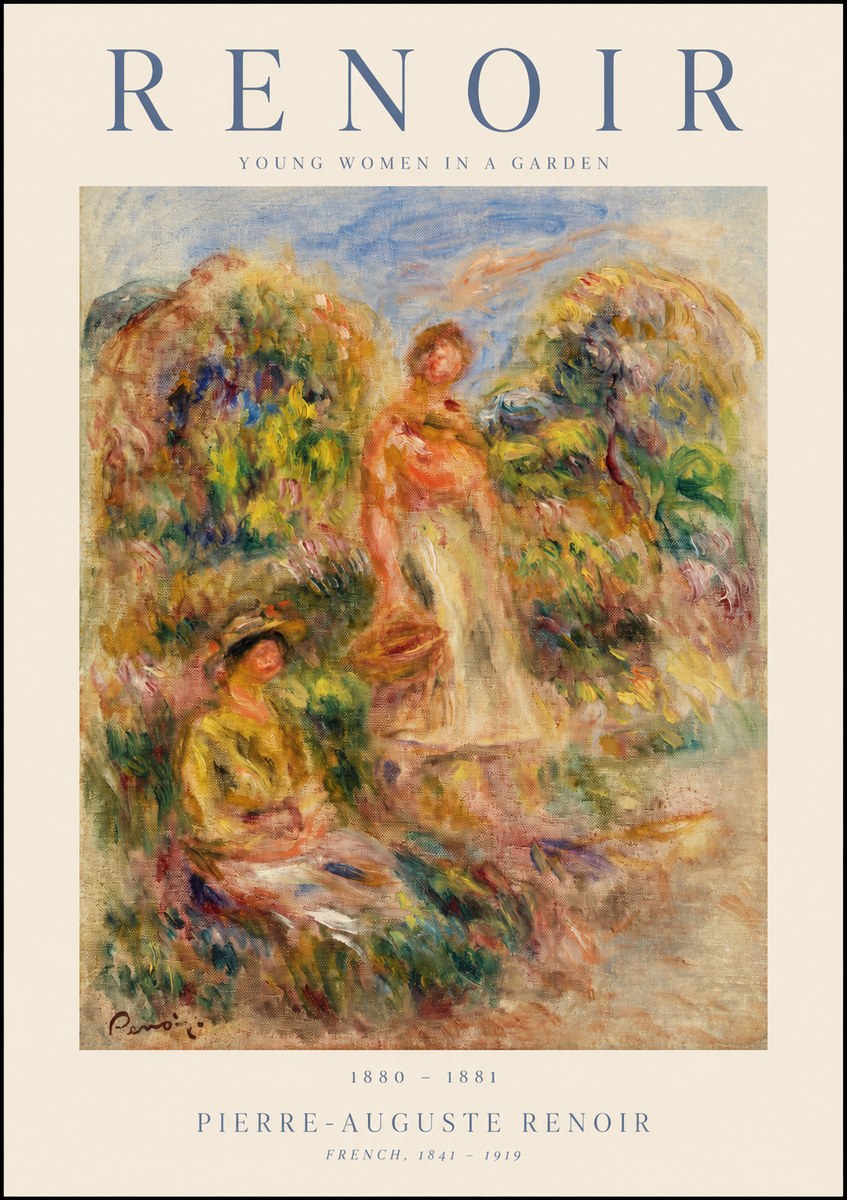 Renoir Young Women in a Garden No1 - Affiche
