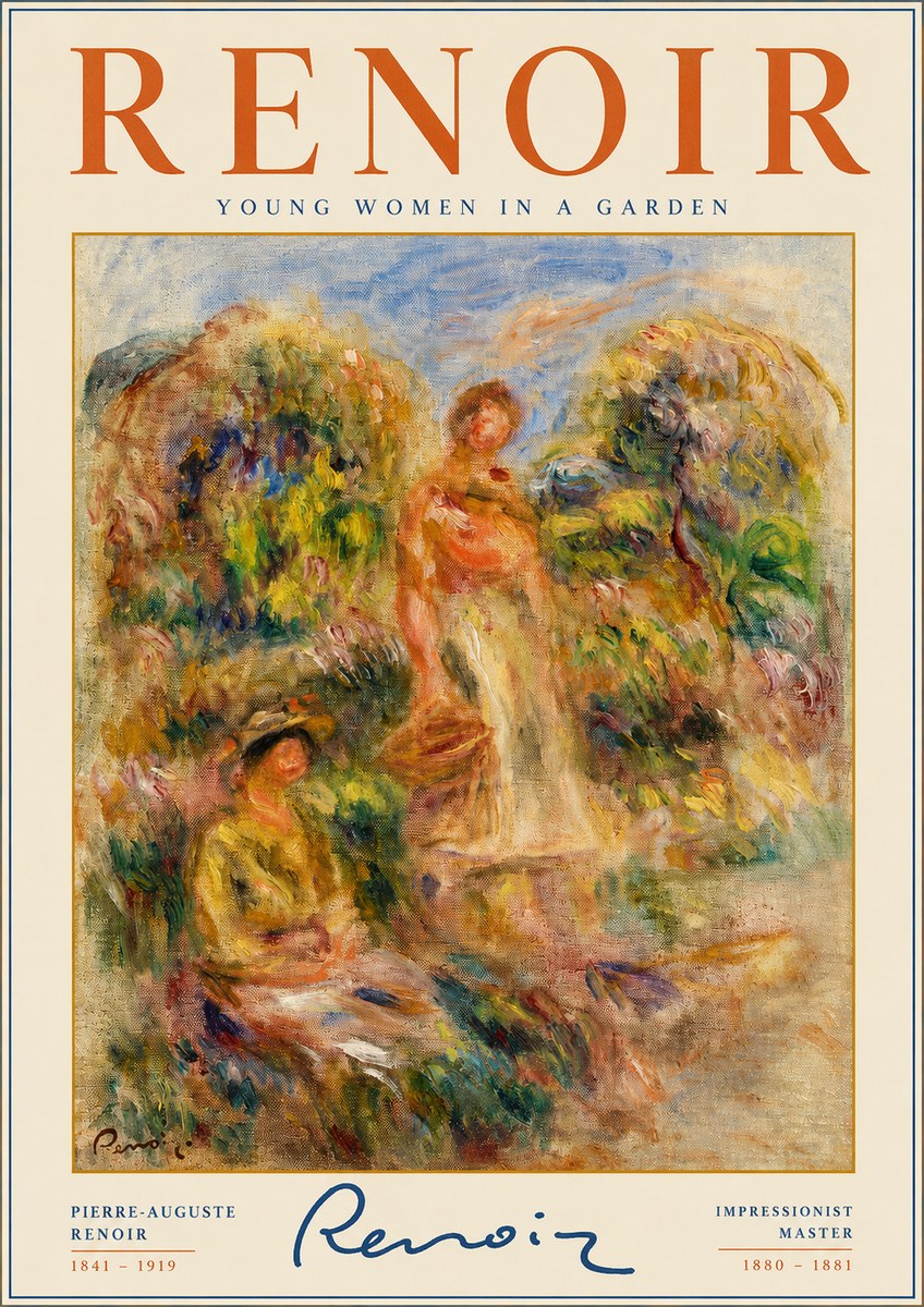 Renoir Young Women in a Garden No2 - Affiche