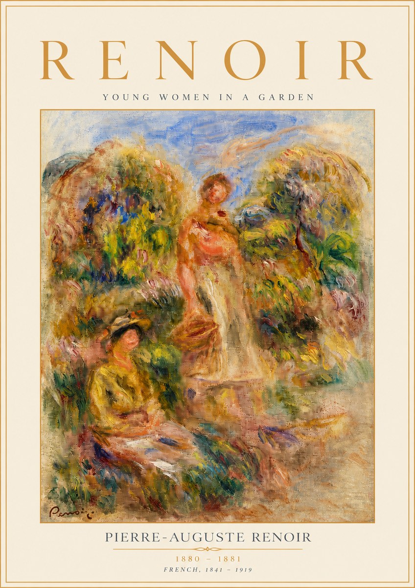 Renoir Young Women in a Garden No4 - Affiche
