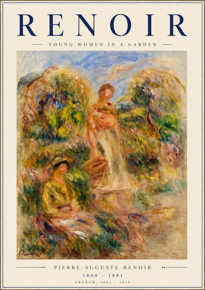 Renoir Young Women in a Garden No6 - Affiche