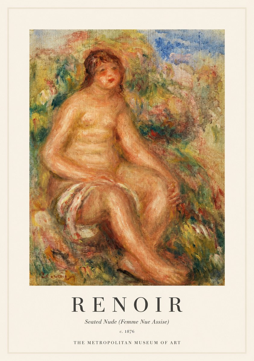 Renoir Seated Nude (Femme Nue Assise) No1 - Affiche