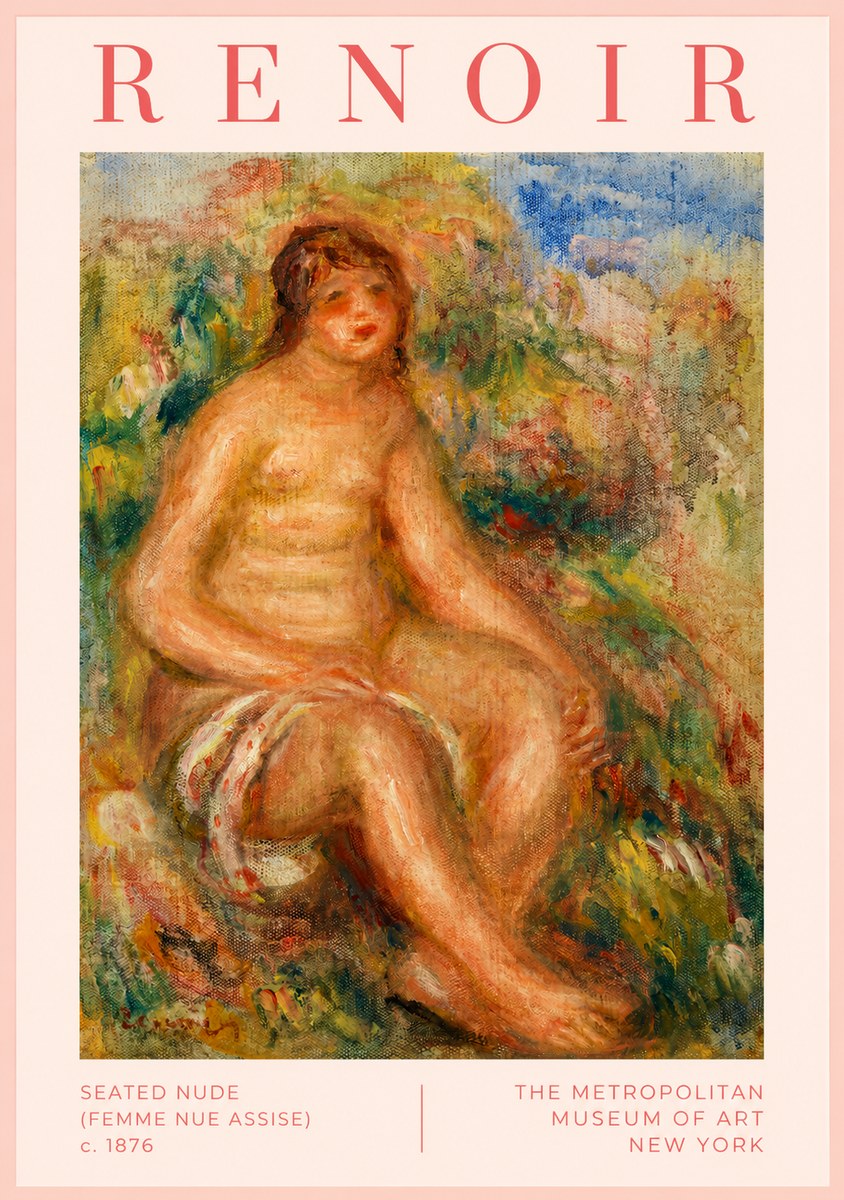 Renoir Seated Nude (Femme Nue Assise) No2 - Affiche