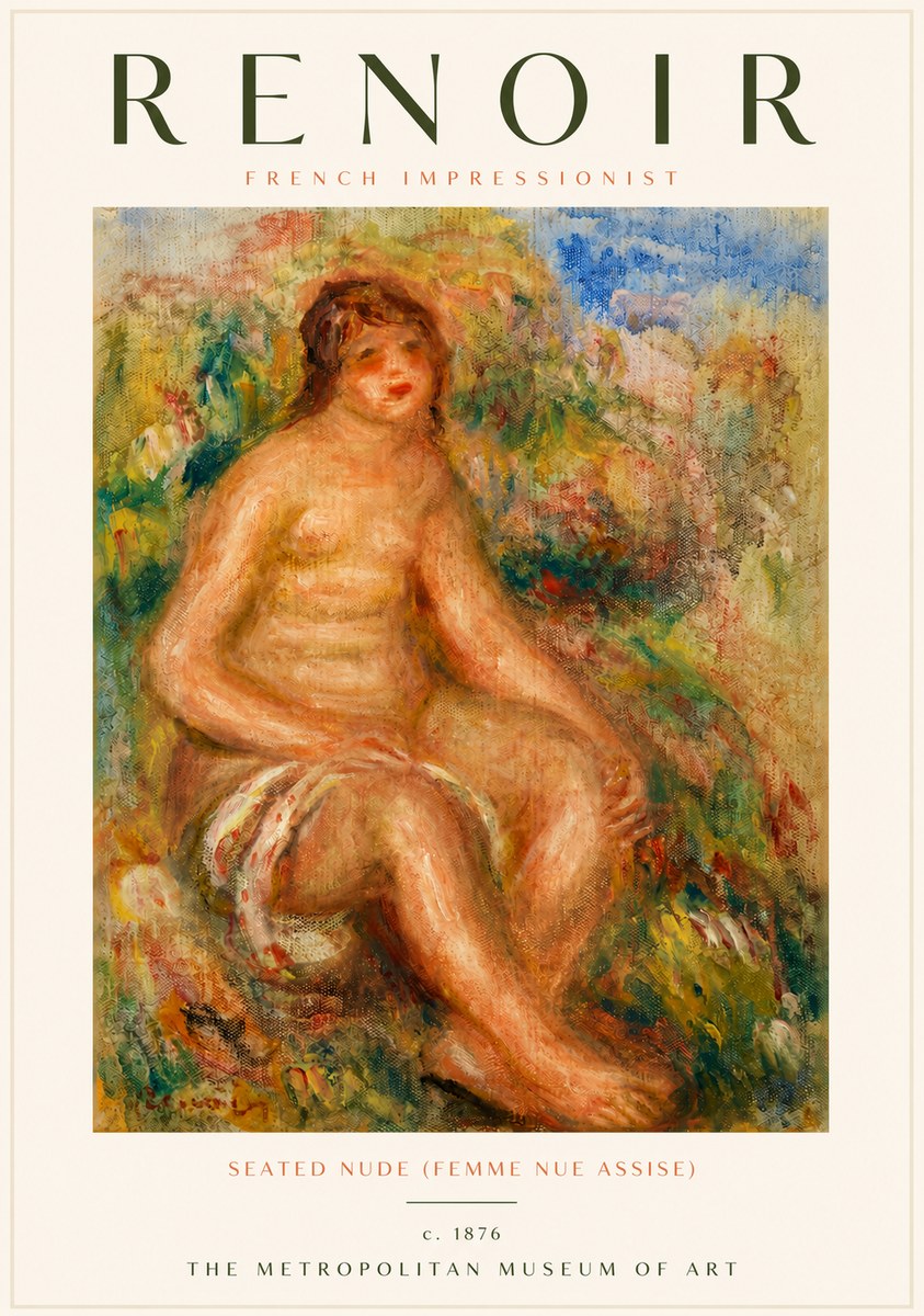Renoir Seated Nude (Femme Nue Assise) No4 - Affiche