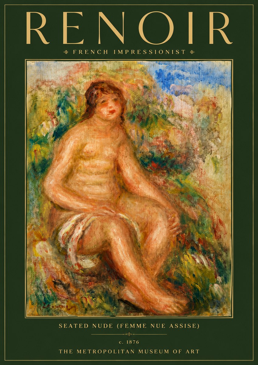 Renoir Seated Nude (Femme Nue Assise) No6 - Affiche