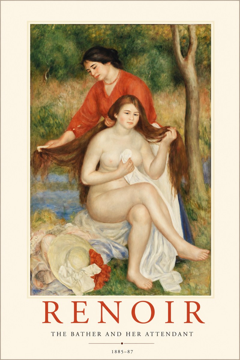 Renoir The Bather and Her Attendant No1 - Affiche