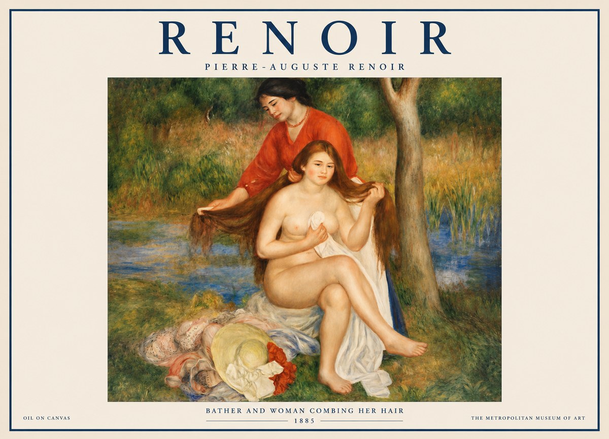 Renoir The Bather and Her Attendant No4 - Affiche
