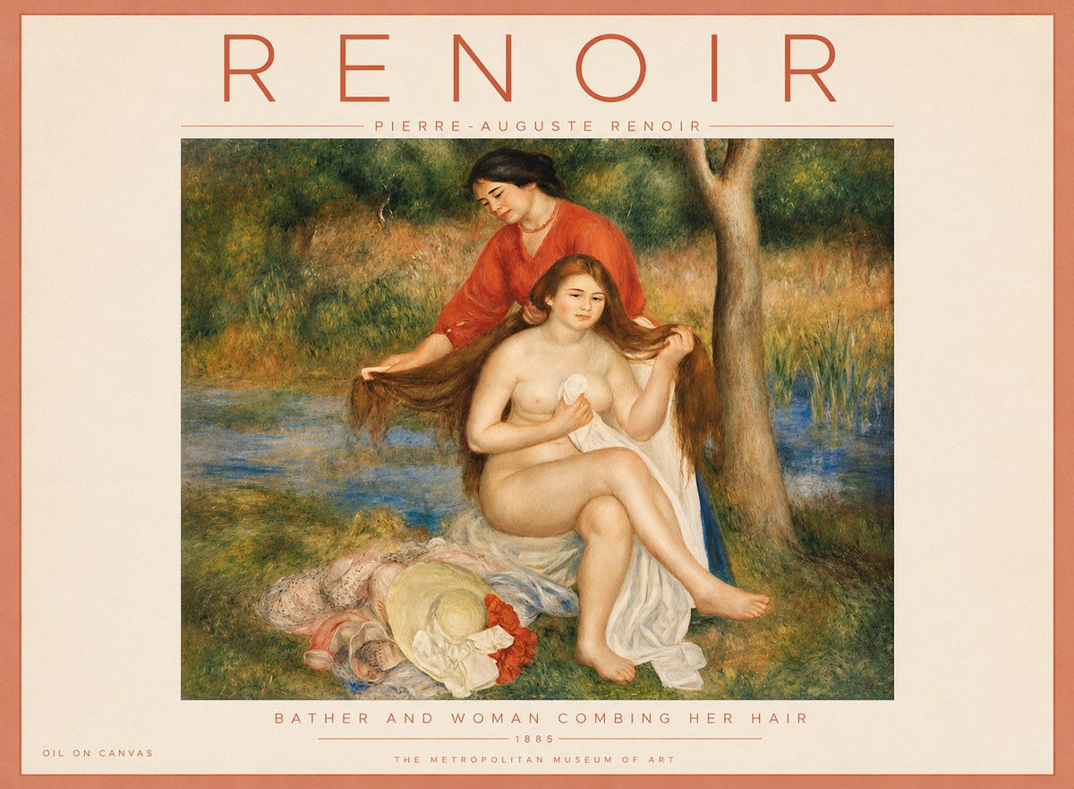 Renoir The Bather and Her Attendant No5 - Affiche