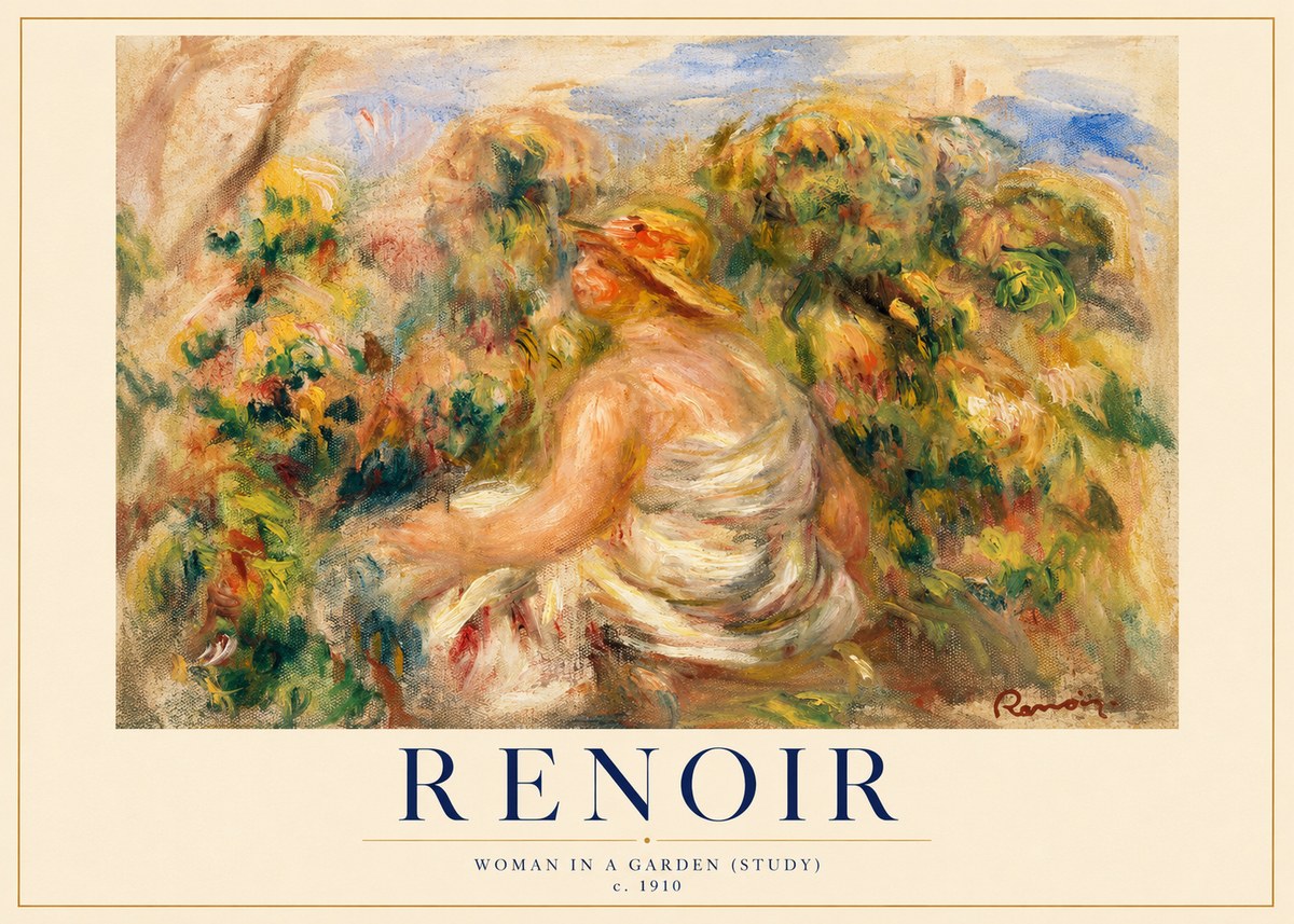 Renoir Woman in a Garden (Study) No1 - Affiche
