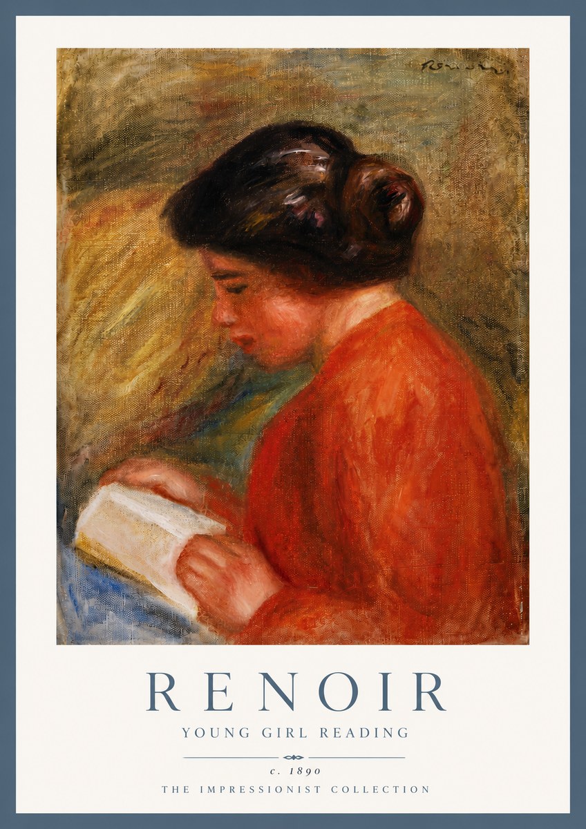 Renoir Young Girl Reading I No5 - Affiche
