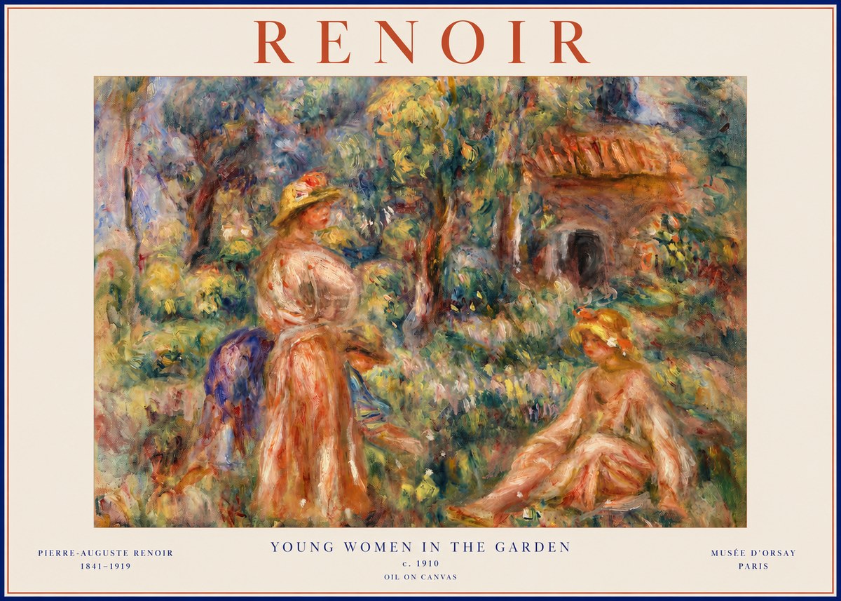 Renoir Young Women in the Garden I No2 - Affiche