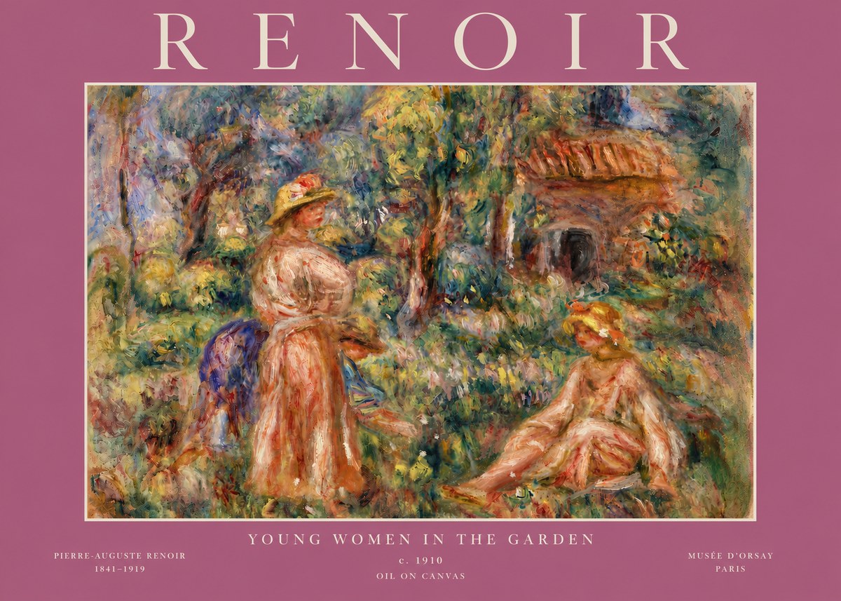 Renoir Young Women in the Garden I No5 - Affiche