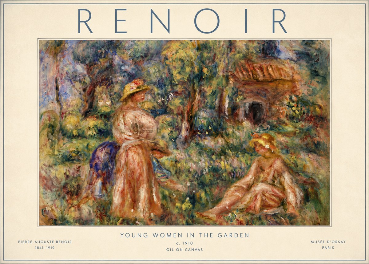Renoir Young Women in the Garden I No6 - Affiche