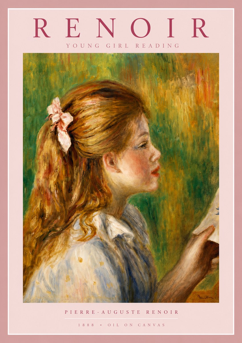 Renoir Young Girl Reading II No5 - Affiche