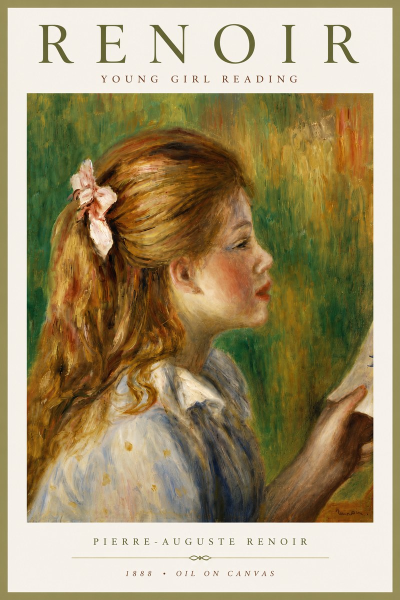 Renoir Young Girl Reading No6 - Affiche