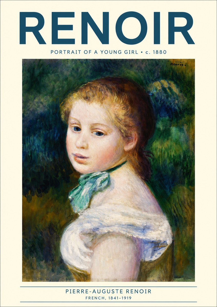 Renoir Young Girl with a Green Ribbon No3 - Affiche