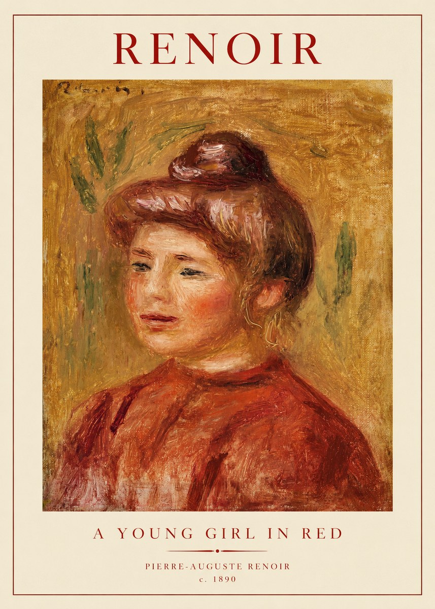 Renoir A Young Girl in Red No1 - Affiche