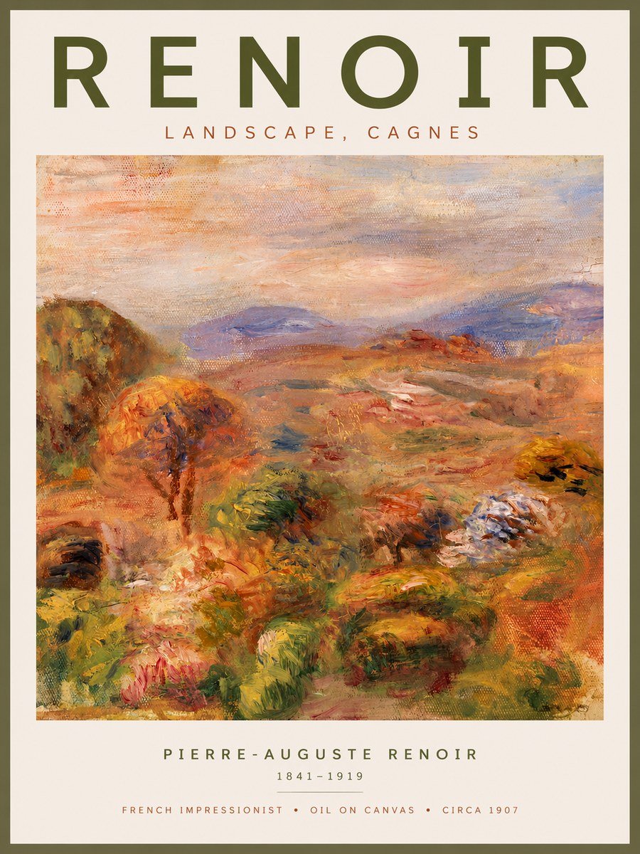 Renoir Landscape, Cagnes No6 - Affiche