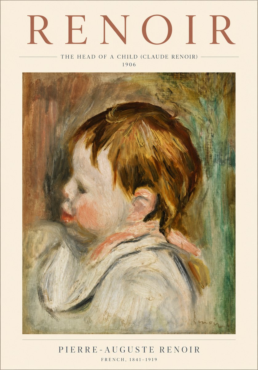Renoir The Head of a Child (Claude Renoir) No3 - Affiche