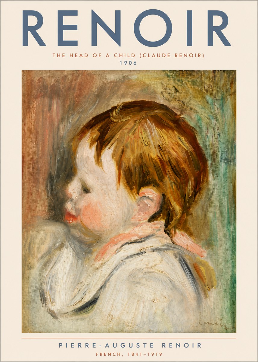 Renoir The Head of a Child (Claude Renoir) No5 - Affiche