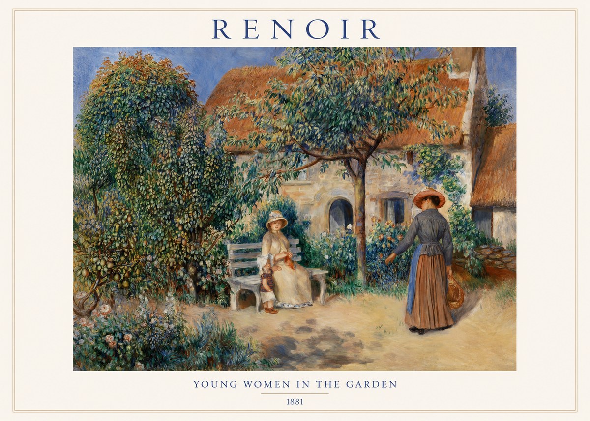 Renoir Young Women in the Garden II No1 - Affiche