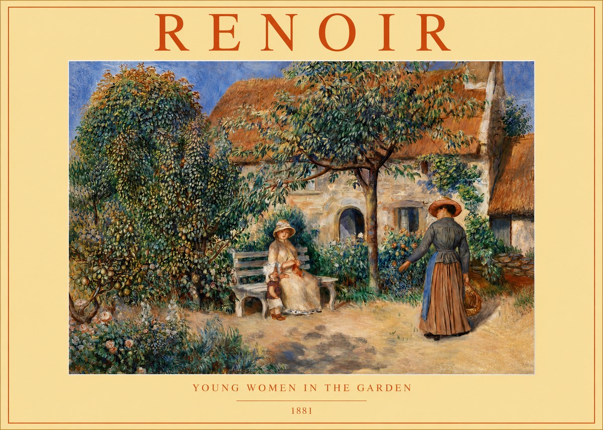 Renoir Young Women in the Garden II No4 - Affiche