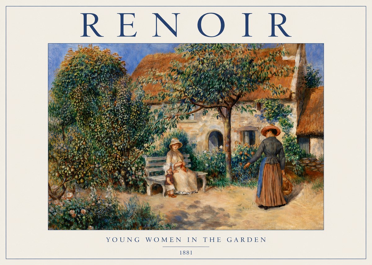 Renoir Young Women in the Garden II No5 - Affiche