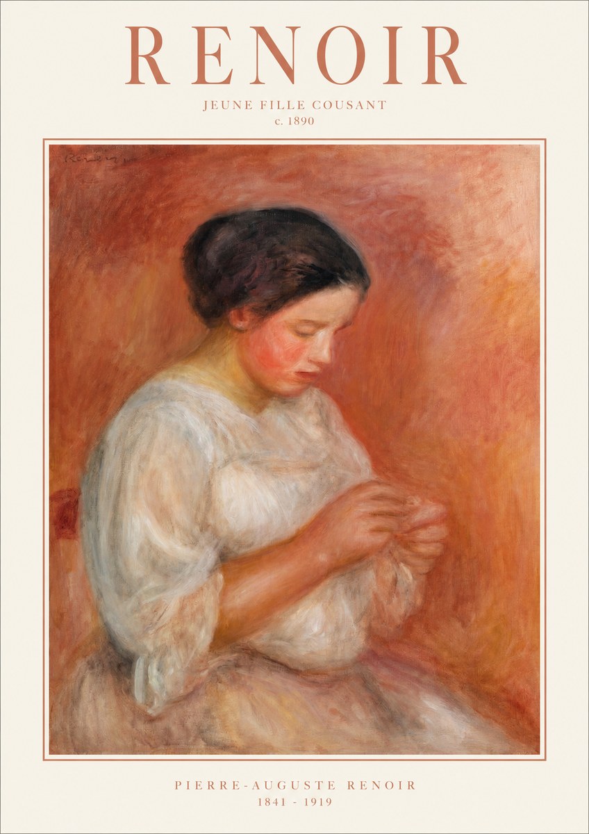 Renoir Jeune Fille Cousant No1 - Affiche