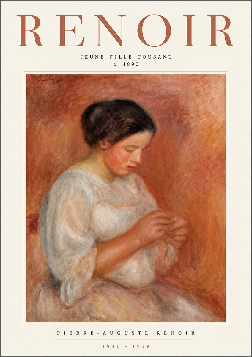 Renoir Jeune Fille Cousant No2 - Affiche