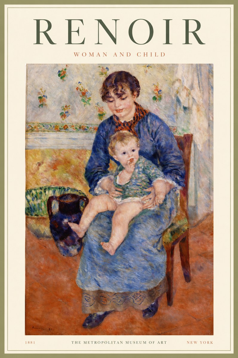 Renoir Woman and Child No2 - Affiche