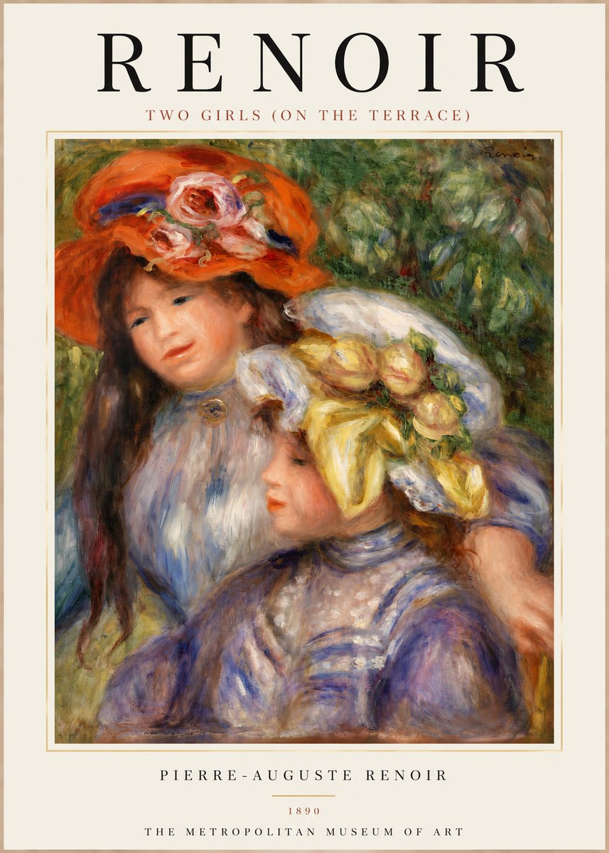 Renoir Two Girls (on the Terrace) No3 - Affiche