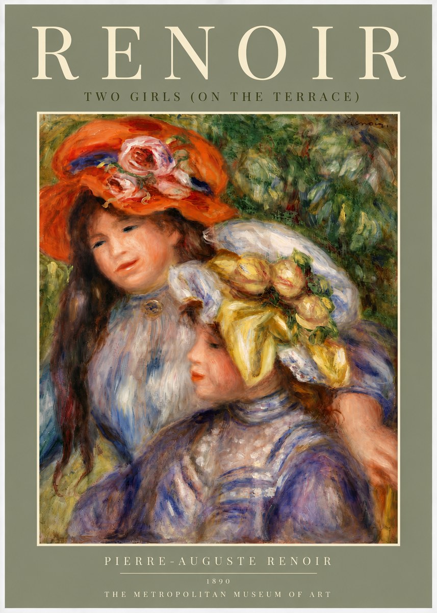 Renoir Two Girls (on the Terrace) No5 - Affiche