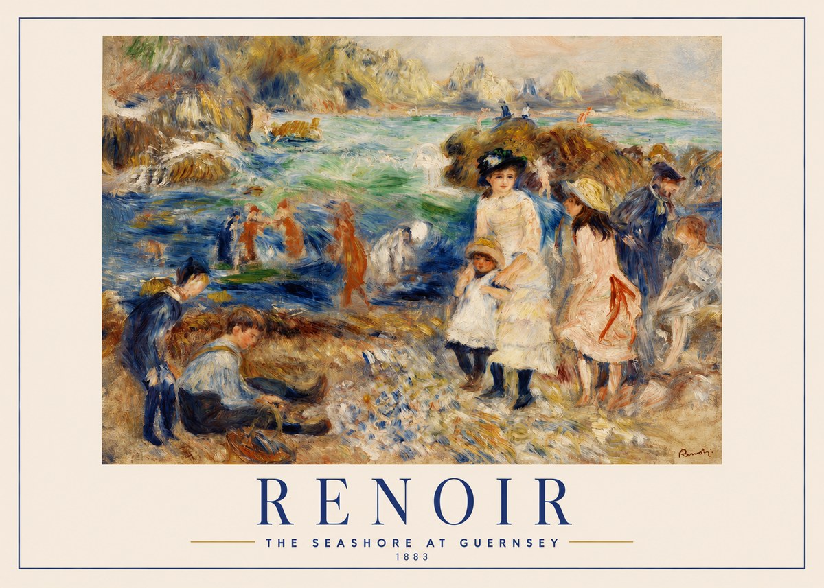 Renoir The Seashore at Guernsey No2 - Affiche