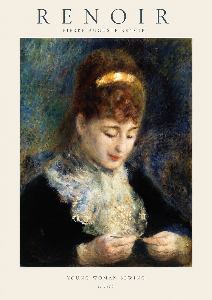 Renoir Young Woman Sewing II No1 - Affiche