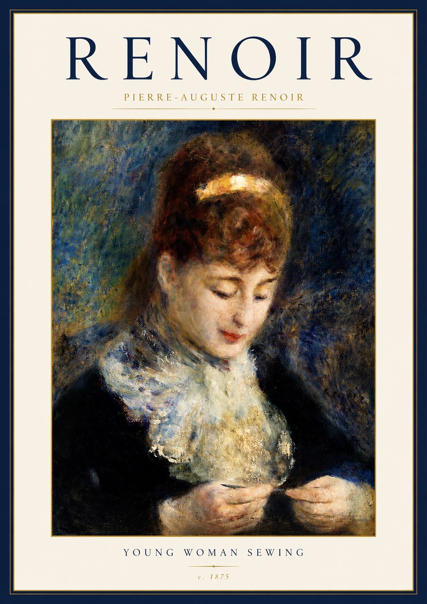 Renoir Young Woman Sewing II No3 - Affiche