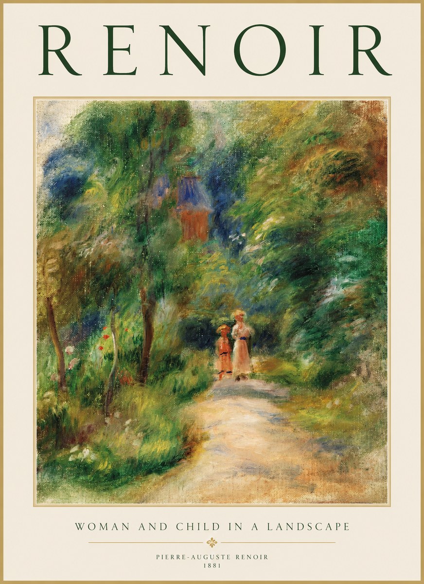 Renoir Woman and Child in a Landscape II No1 - Affiche