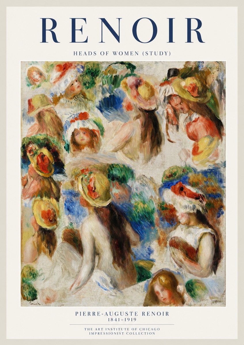 Renoir Heads of Women (Study) No1 - Affiche