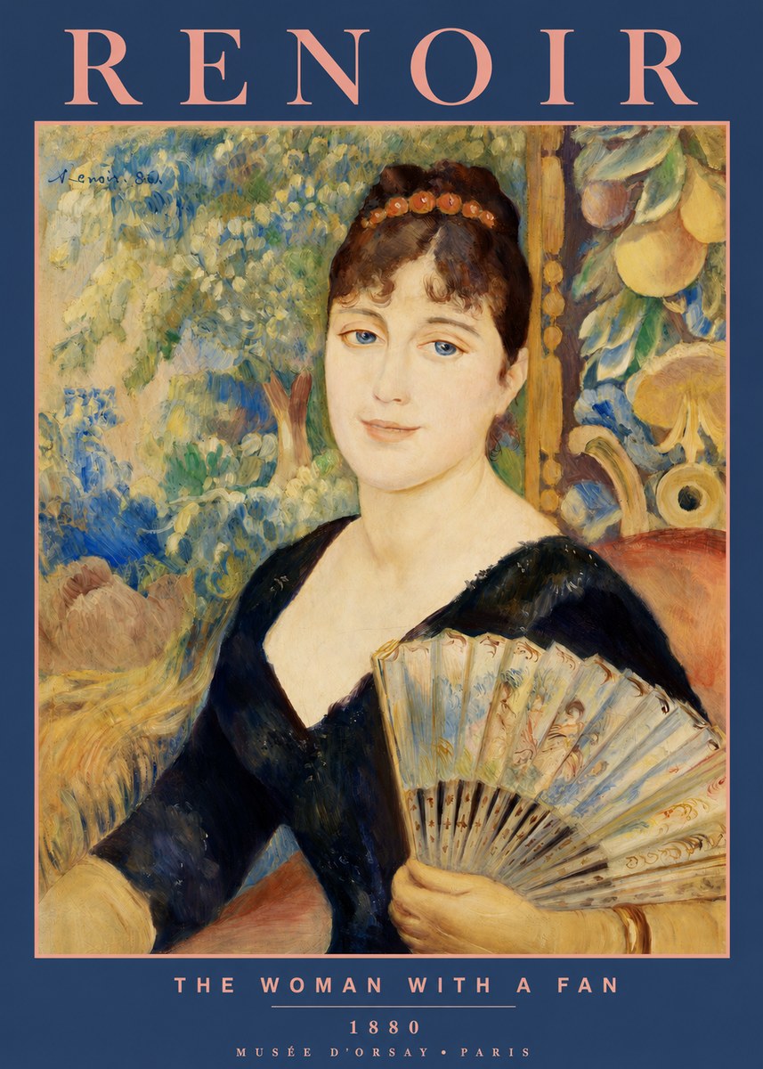 Renoir The Woman with a Fan No2 - Affiche