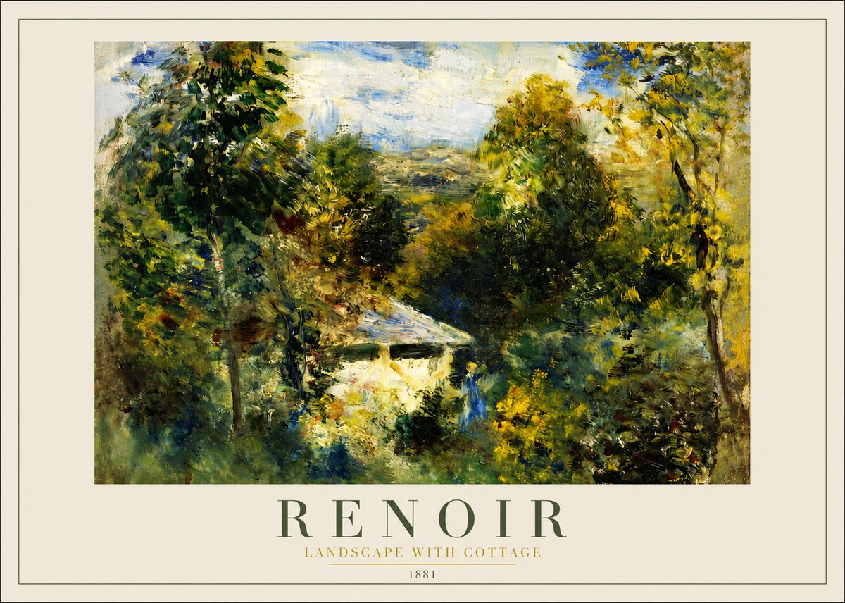 Renoir Landscape with a Cottage No4 - Affiche
