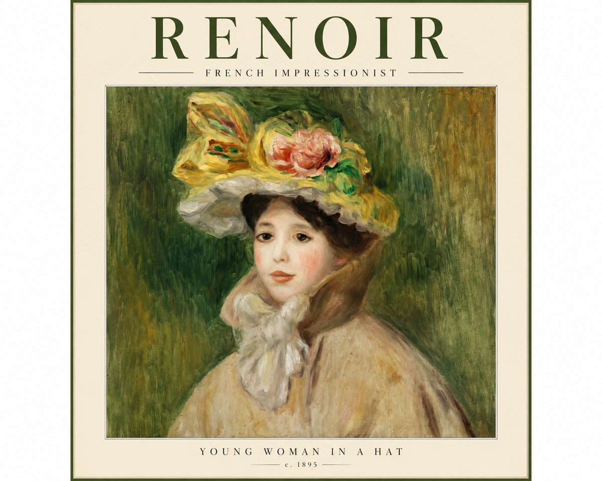 Renoir Portrait of a Young Woman in a Hat No3 - Affiche