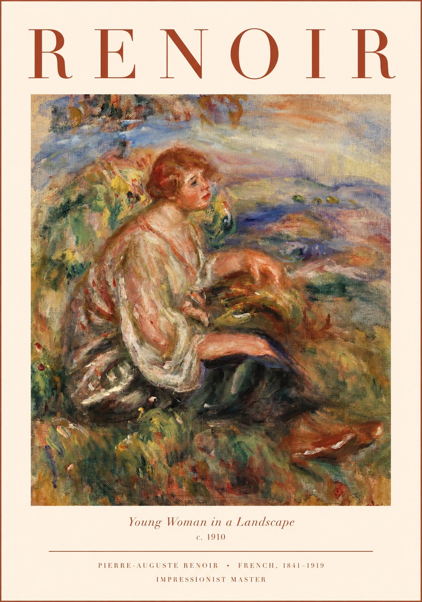 Renoir Young Woman in a Landscape No1 - Affiche