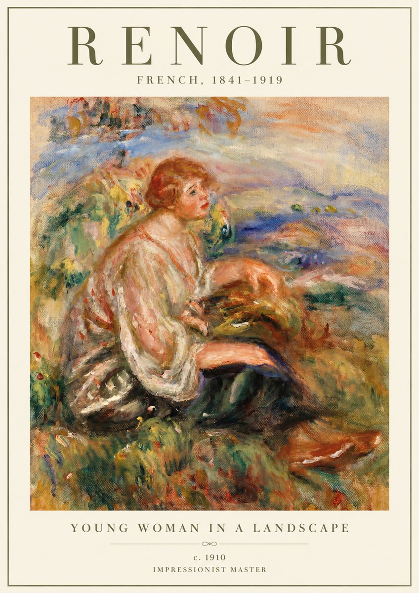 Renoir Young Woman in a Landscape No2 - Affiche