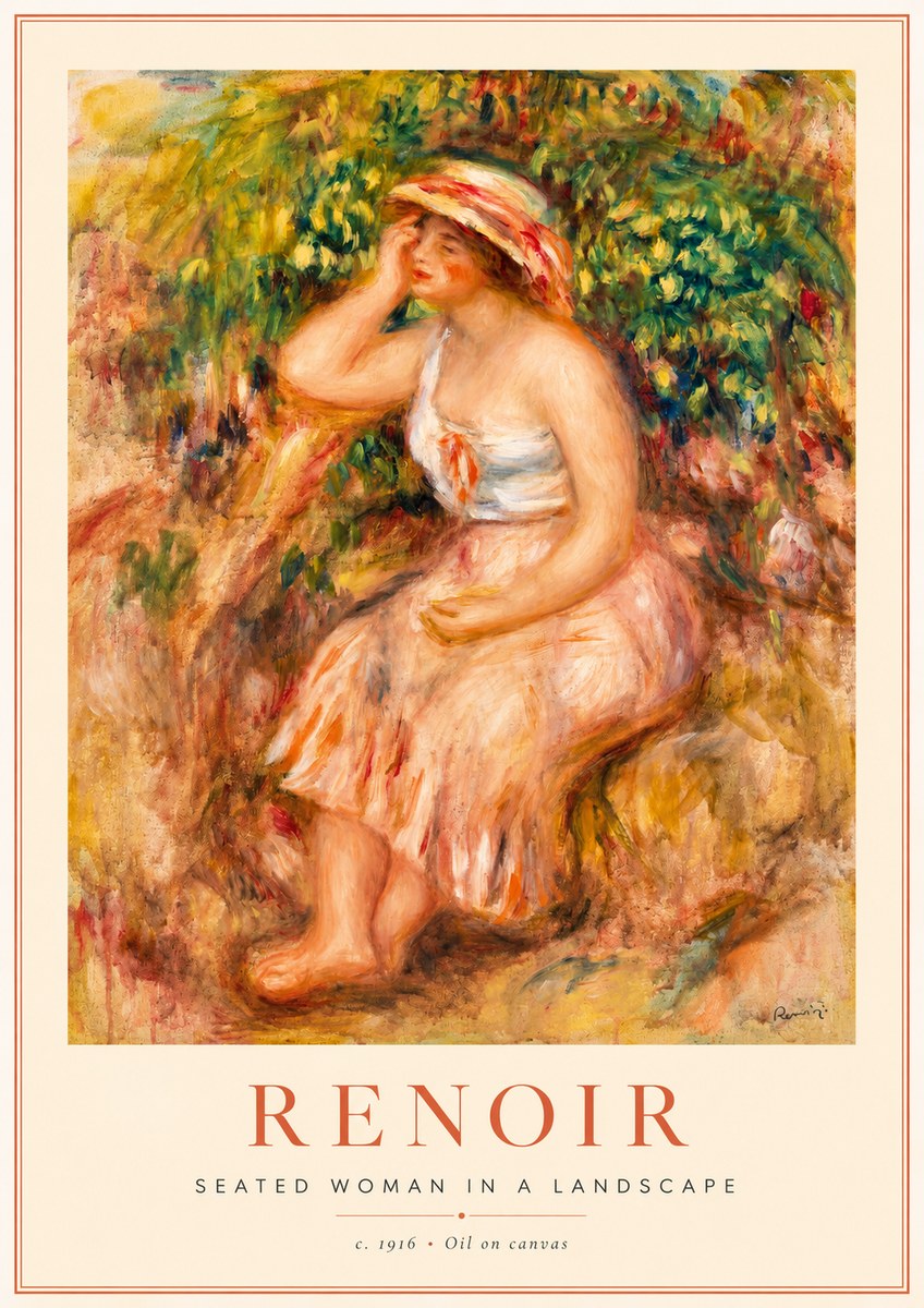 Renoir Seated Woman in a Landscape No1 - Affiche