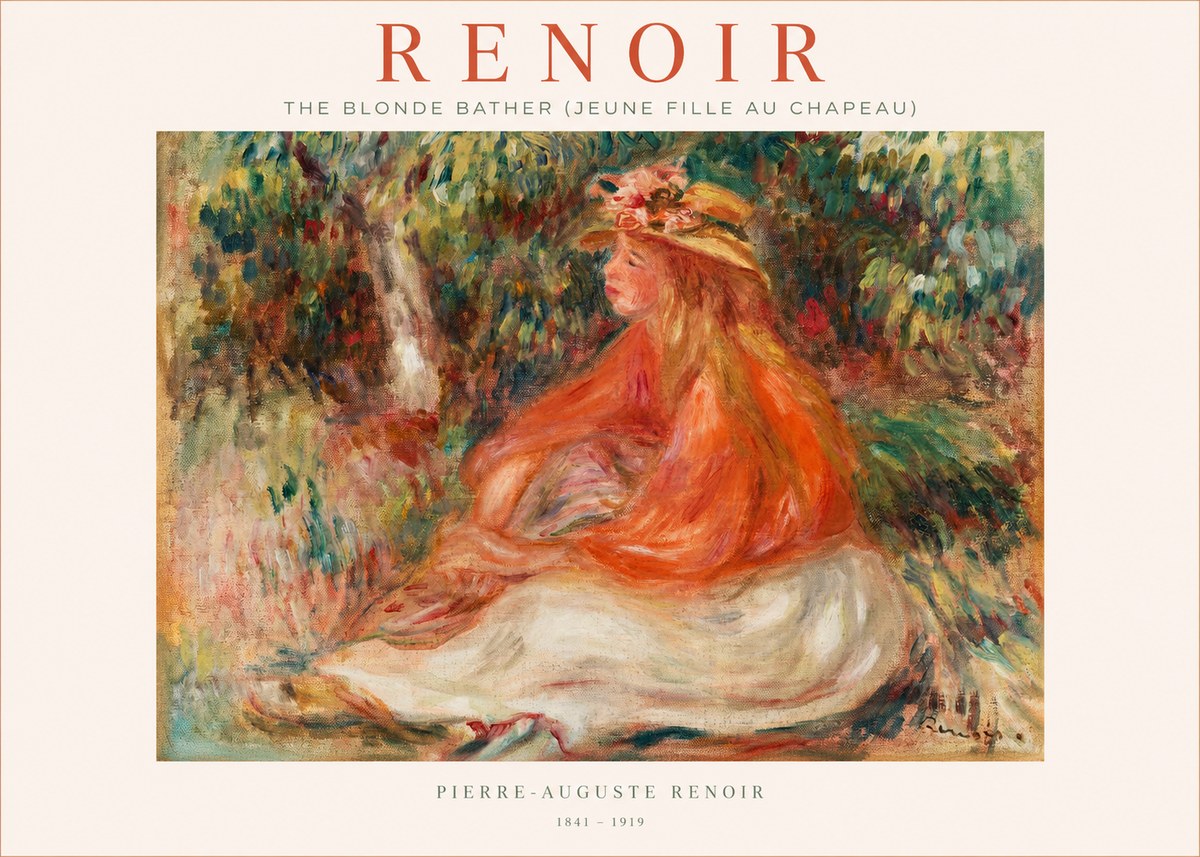Renoir The Blonde Bather (Jeune Fille Au Chapeau) No1 - Affiche